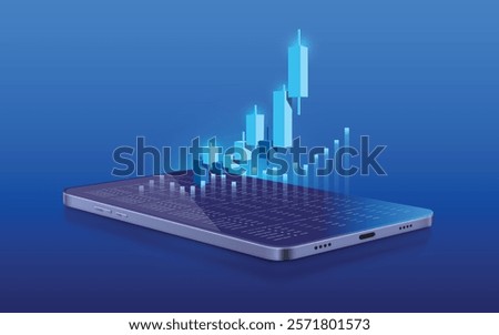 Candlestick charts are climbing from low to high indicating profitable trading of stocks or cryptocurrencies, vector 3d isolated for making media about stock trading investment