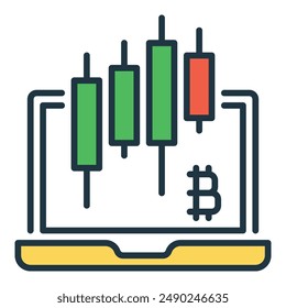 Candlestick charts on Laptop Screen vector concept colored icon or logo element