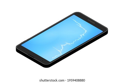 Candlestick charts, rises, isometrics used for stocks, FX and virtual currencies seen on smartphone apps