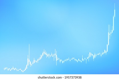 Candlestick charts used for stocks, Forex and cryptocurrencies, rising, blue background