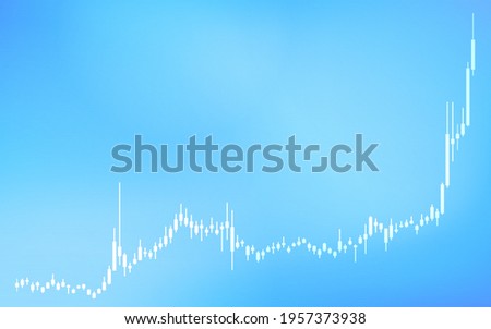 Candlestick charts used for stocks, Forex and cryptocurrencies, rising, blue background