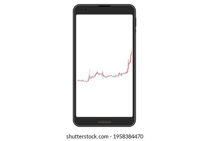 Candlestick Charts Used For Stocks, FX And Virtual Currencies Viewed On The Vertical Screen Of Smartphones, Rising