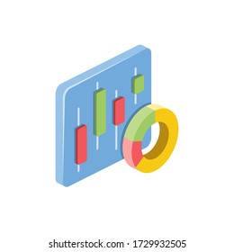 Candlestick circle chart investor. Vector 3d isometric, color web icon, new flat style. Creative illustration design, isolated graphic idea for infographics.