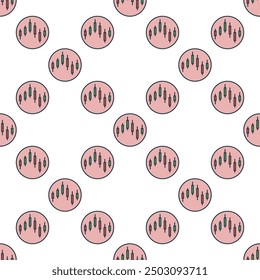 Candlestick Circle - cryptocurrency graph vector concept colored round seamless pattern