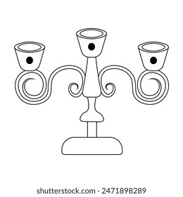 Candlestick coloring page isolated on white background