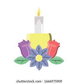 candelabro con flores en fondo blanco diseño de ilustración vectorial