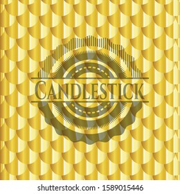 Candlestick gold badge. Scales pattern. Vector Illustration. Detailed.