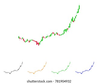 Candlestick Graph Growth Acceleration icon. Vector illustration style is a flat iconic Candlestick graph growth acceleration symbol with gray, green, blue, yellow color versions.