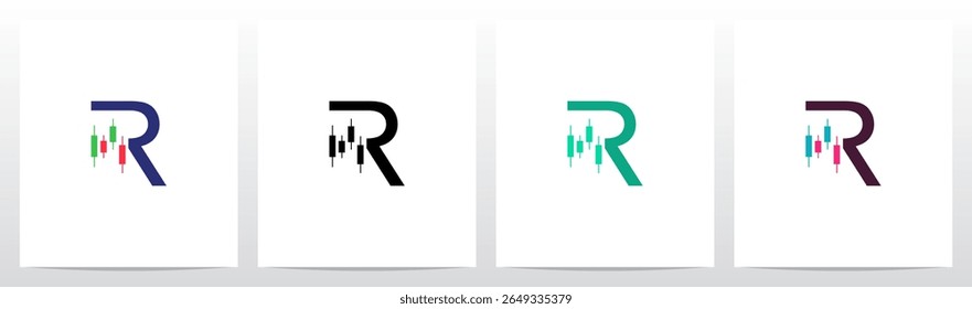 Candlestick Graph Stock Chart Initial Letter Logo Design R