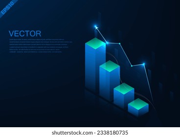 candlestick graph vector background 3d placed on phone high tech technology modern futuristic world online trading indicator concept global world map