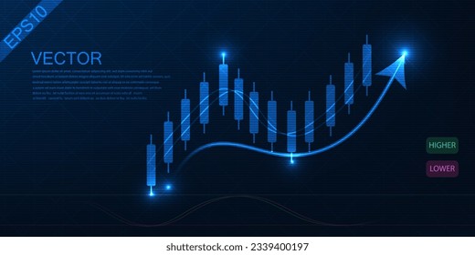 candlestick graph vector background 3d placed on phone high tech technology modern futuristic world online trading indicator concept global world map