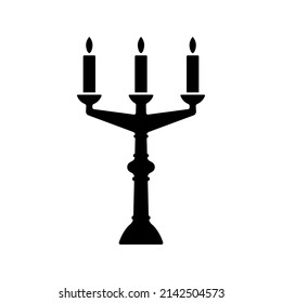 Candlestick icon. Black silhouette. Front view. Vector simple flat graphic illustration. Isolated object on a white background. Isolate.