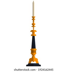 Candlestick icon. Candle in holder vector. Candelabra isolated on white background. Elegant interior decor element