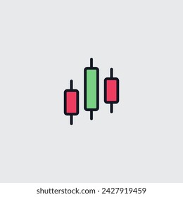 Candlestick icon in linear style. financial graphic, investment profit trade. Stock vector illustration isolated on white background.