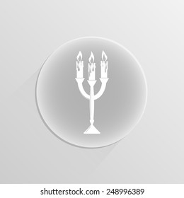 candlestick icon on a white button with shadow 