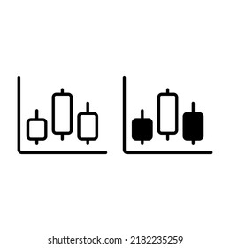 candlestick icon with outline and solid line style. Suitable for website design, logo, app and ui.