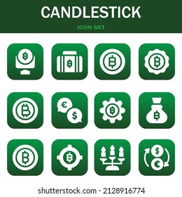 candlestick icon set. Vector thin line illustrations related with Bitcoin, Bitcoin and Bitcoin