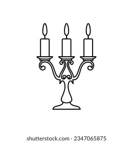 Vector de icono de candelabro. Signo de ilustración de velas. símbolo de luz o logotipo.