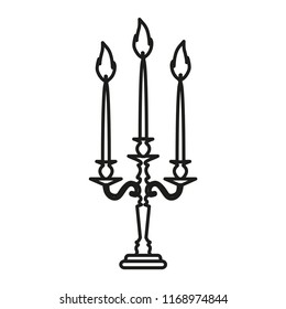 Candlestick line icon isolated on white background. Outline thin pictogram symbol vector.