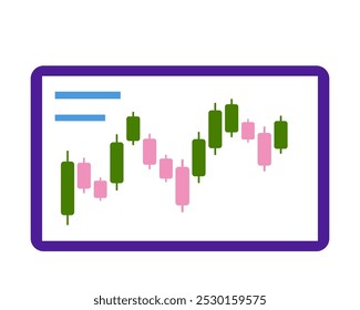 Candlestick. Monitor with candlesticks. Simple flat vector illustration.