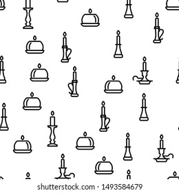 Candlestick, Old And Vintage Decor Vector Seamless Pattern Illustration