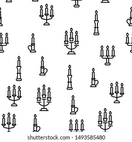 Candlestick, Old And Vintage Decor Vector Seamless Pattern Illustration