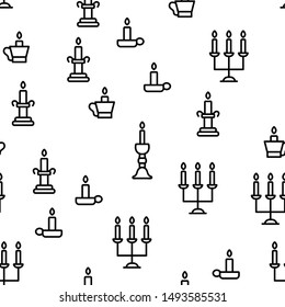 Candlestick, Old And Vintage Decor Vector Seamless Pattern Illustration