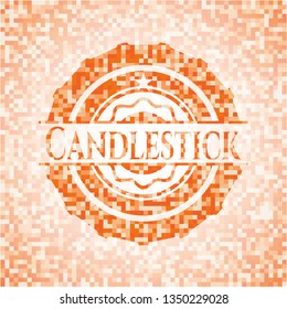 Candlestick orange mosaic emblem with background