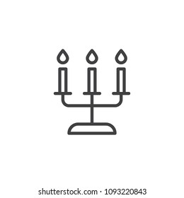 Candlestick outline icon. linear style sign for mobile concept and web design. Candelabra with candles simple line vector icon. Symbol, logo illustration. Pixel perfect vector graphics