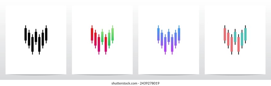 Candlestick Pattern Market Trading Letter Initial Logo Design W