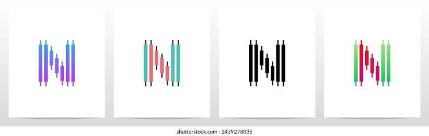 Candlestick Pattern Market Trading Letter Initial Logo Design N