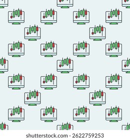 Candlestick Pattern on Computer Screen vector online trading concept colored seamless pattern