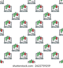 Candlestick pattern on Laptop Screen vector online e trading concept colored seamless pattern