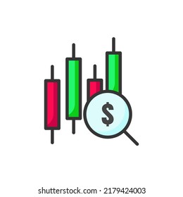 Candlestick Profit Icon. Candlestick Profit Logo. Vector Illustration. Isolated on White Background. Editable Stroke