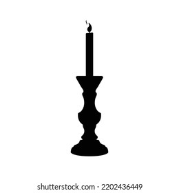 Candlestick Silhouette. Black and White Icon Design Elements on Isolated White Background