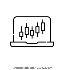 Gráfica de material de candelabro en un portátil. Icono de línea de trazo de píxeles perfecto, modificable
