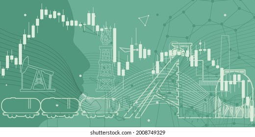 Candlestick stock exchange background and head of man