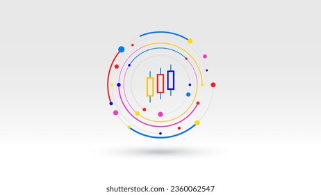 Candlestick stock market chart vector dot line elements icon