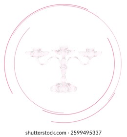 The candlestick symbol filled with pink dots. Pointillism style. Vector illustration on white background