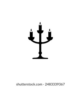 Candlestick with three candles minimal vector icon.