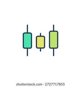 Icono de gráfico de comercio de velas para análisis de mercado de valores e inversión en criptomonedas.