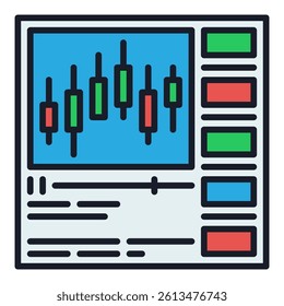 Candlestick Trading Chart Videos in Web browser vector concept colored icon or design element