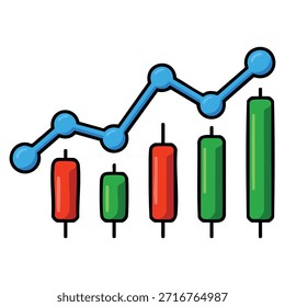 Gráfico de ações de tendência ascendente de castiçal ou gráfico de criptomoedas movendo-se do vermelho para o verde representando o lucro adequado para o financiamento de negociação de investimento e ilustração de movimento de mercado