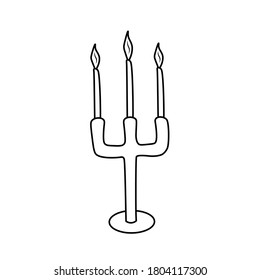 Candlestick vector icon. Doodle illustration for printing, backgrounds, wallpapers, covers, packaging, greeting cards, posters, stickers, textile and seasonal design. Isolated on white background.