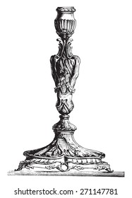 Candlestick, vintage engraved illustration. Industrial encyclopedia E.-O. Lami - 1875. 