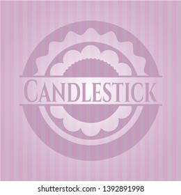 Candlestick vintage pink emblem. Vector Illustration. Detailed.