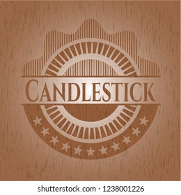 Candlestick wooden emblem. Retro