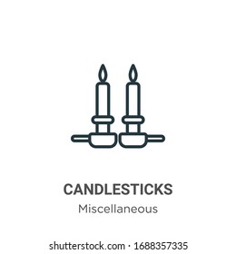 Candlesticks outline vector icon. Thin line black candlesticks icon, flat vector simple element illustration from editable miscellaneous concept isolated stroke on white background