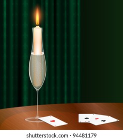 candle,wine and cards