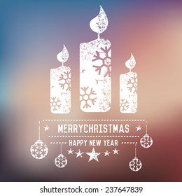 Candle,Xmas on blur background,clean vector